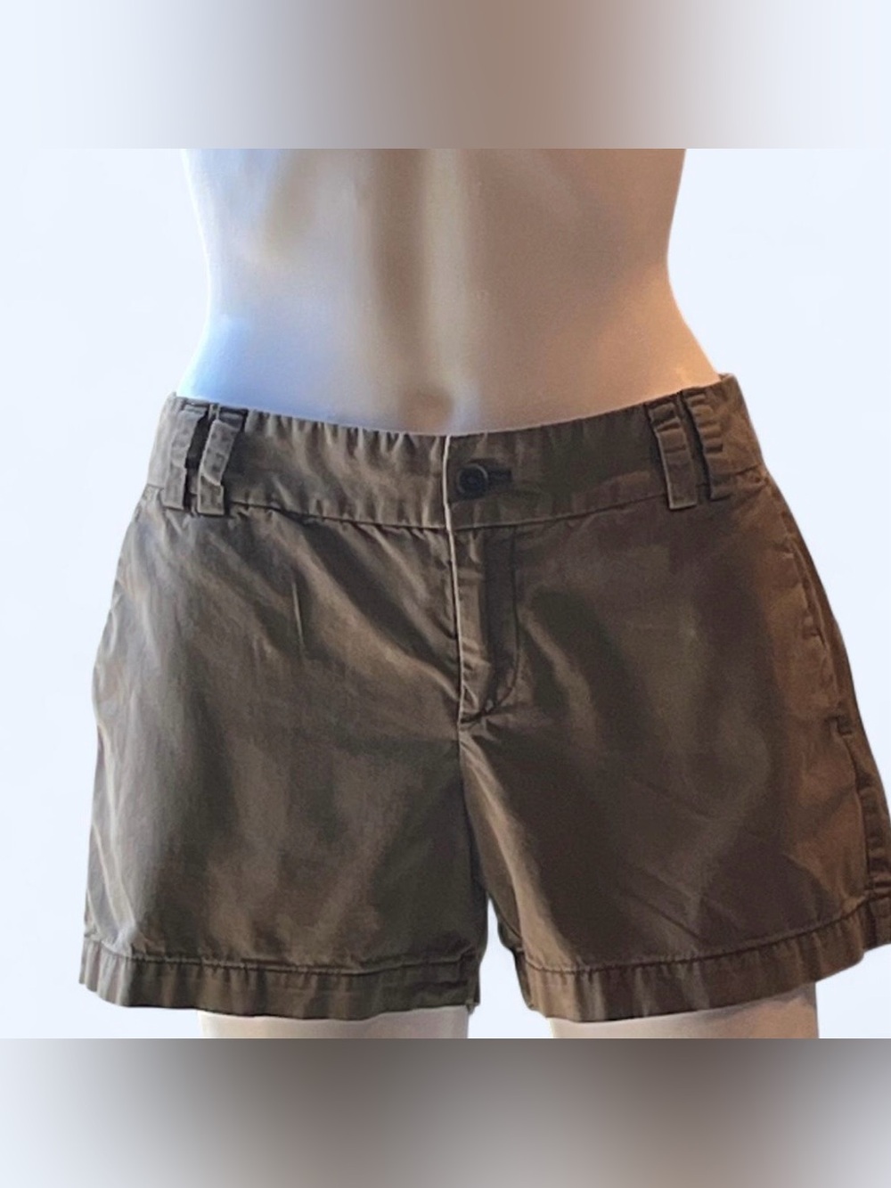 LOFT Ann Taylor Khaki Chino Shorts Size 2 Brown Olive Casual Twill Cotton
